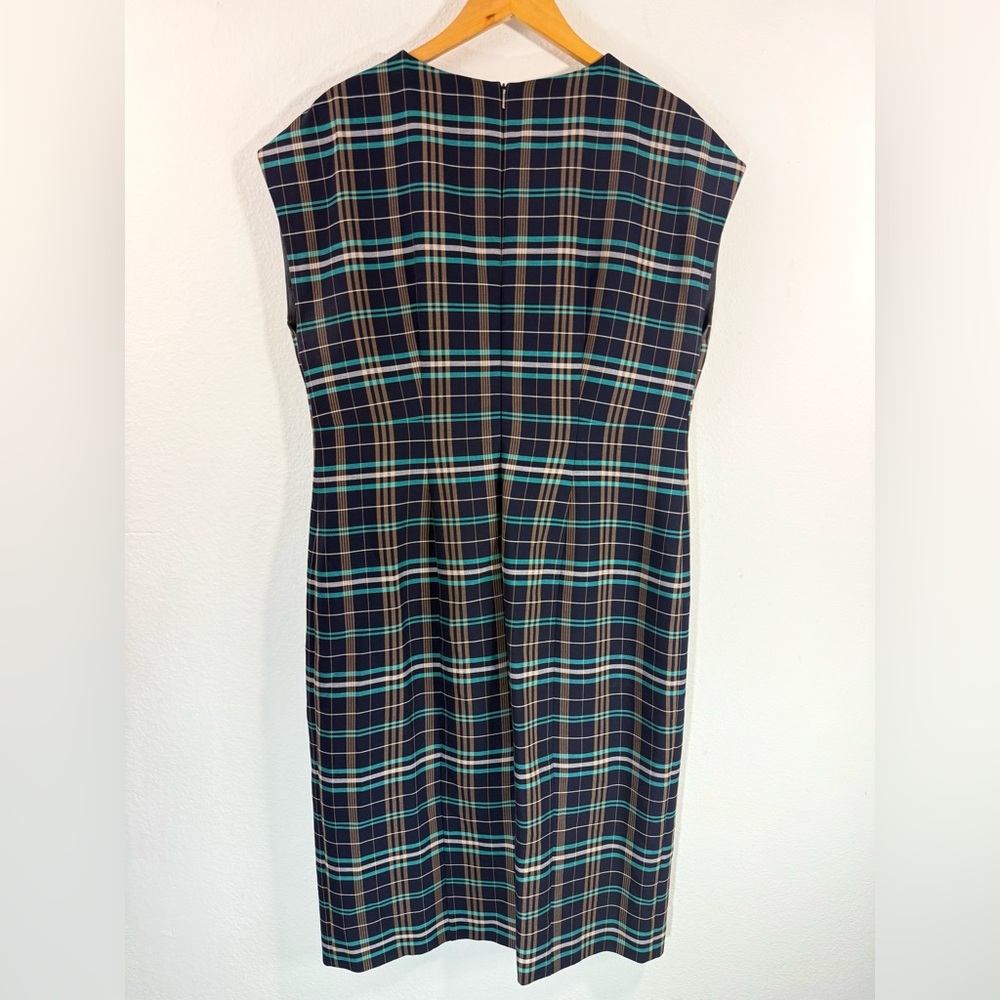 BOSS by Hugo Boss Daela Plaid Stretch Cotton Sheath Dress Size 14 - Picture 5 of 13